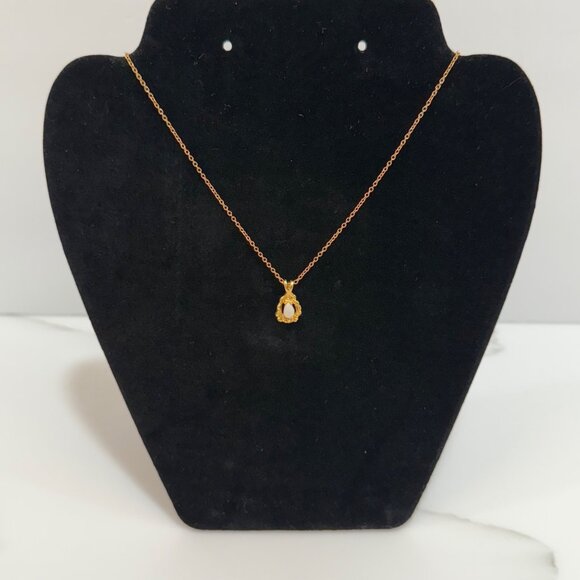 VTG 1983 Ronte of Beverly Hills Gold Vermeil Genuine Opal Necklace with Box - Picture 7 of 8